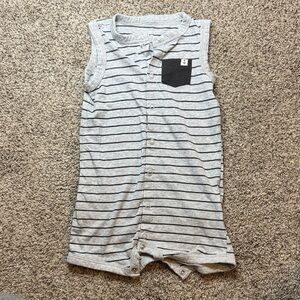 Carter's Gray and Black Striped Bodysuit ; American Flag Striped Bodysuit